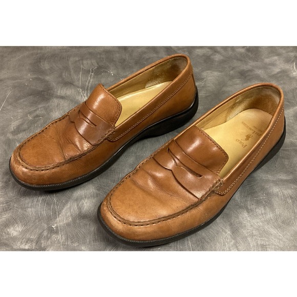 Ralph Lauren Size 9.5 D Adison Penny Loafer Leather Upper/Lined Polo Tan - Picture 3 of 11